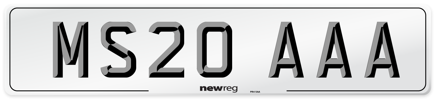 MS20 AAA Number Plate from New Reg